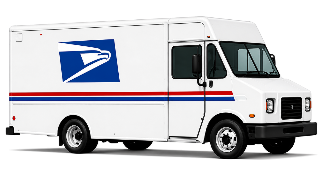 USPS mail truck illustration.