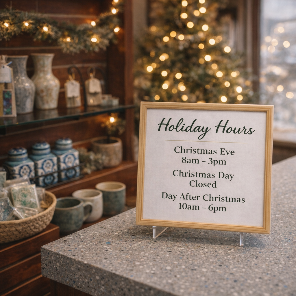 Holiday hours sign at Star MailHub and More in Roanoke, Virginia<br />
