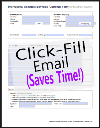 Click to fill or download an international shipping commercial invoice