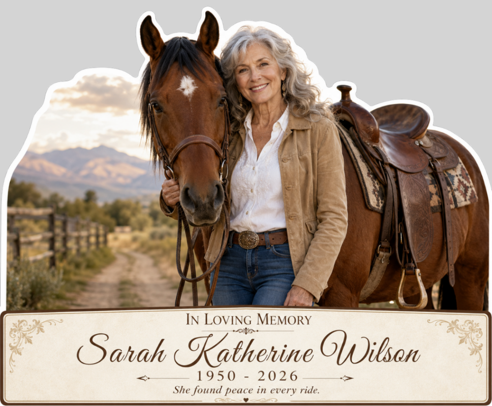 Custom memorial cutout panel with horse theme.