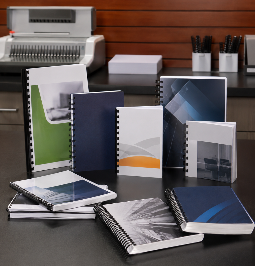 Comb-bound and coil-bound business documents at Star MailHub and More in Roanoke VA