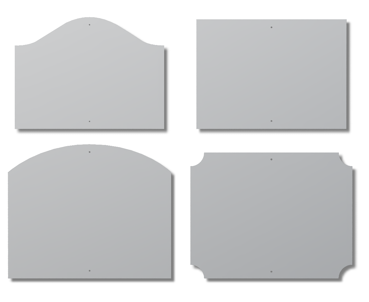 Assortment of architectural sign panel shapes.
