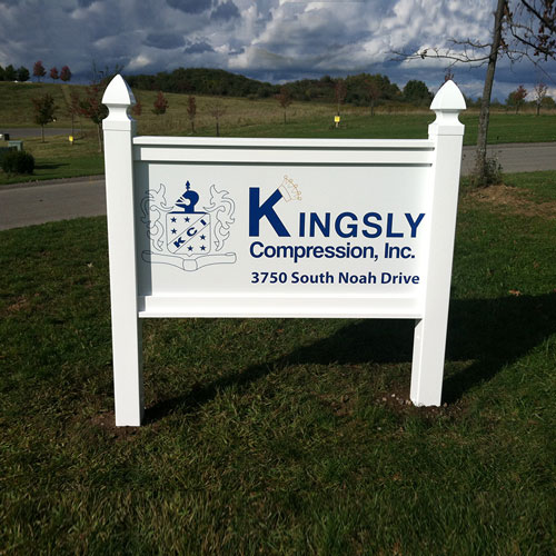 Professional property sign system installed at a commercial location.